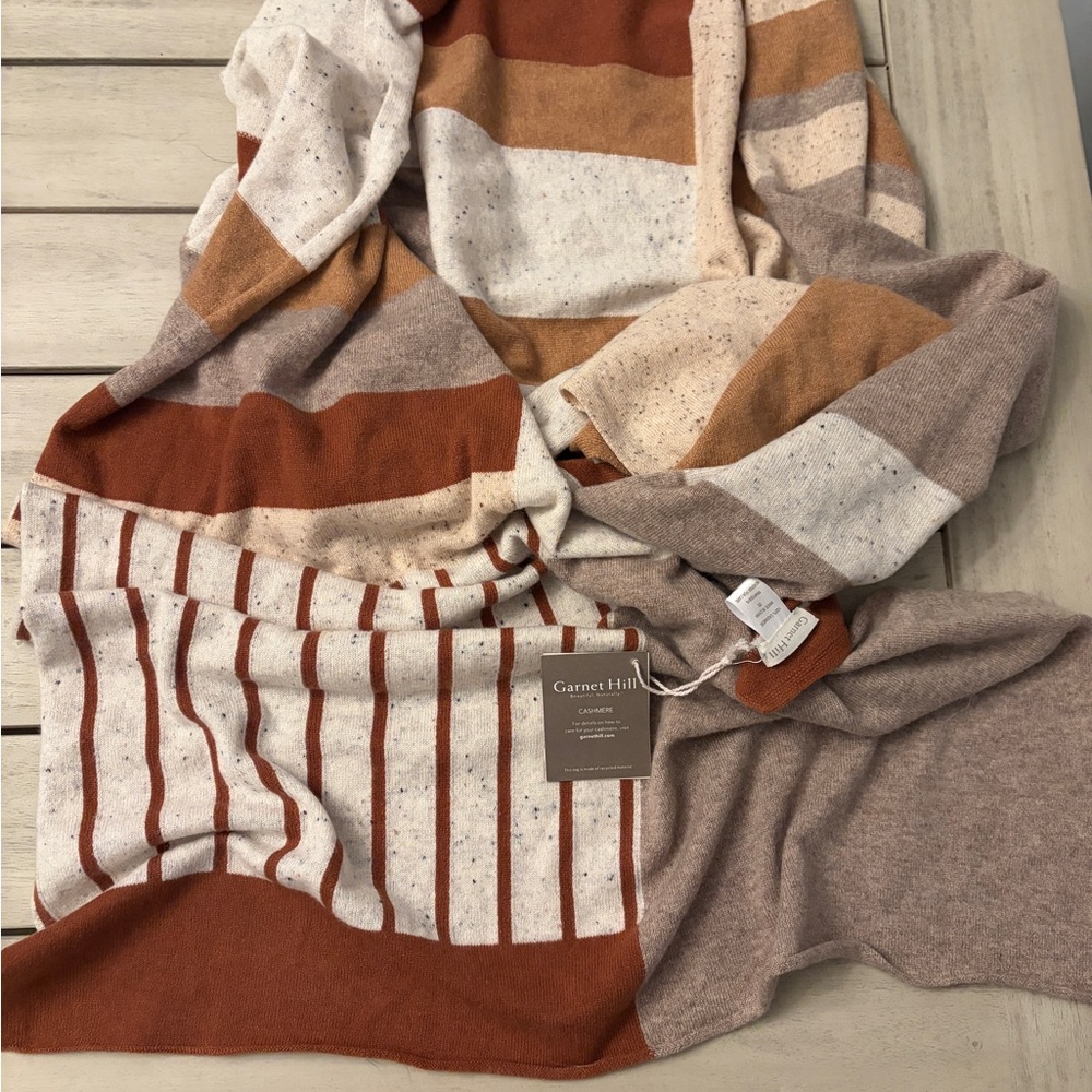 Garnet Hill Striped Colorblock Wrap in Rust, Cream, Tan, Taupe